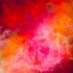Obraz premium Red and orange background made with powder texture, creative concept of galaxy design, fluid illustration, backdrop for social media, universe idea graphic, mixed colour with powdered painting
