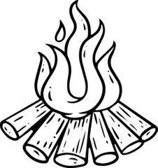 Drawing cartoon camping icon