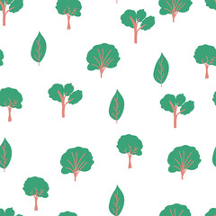 Abstract seamless pattern with autumn forest. background for various surface. Trendy hand drawn textures.