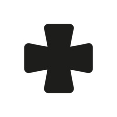 Cross black icon. Christian cross silhouette. Vector illustration isolated on white.