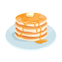 Pancakes with maple syrup, honey and a bit of butter.
Cartoon vector graphics.