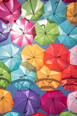 Background colorful umbrella street decoration - obrazy, fototapety, plakaty