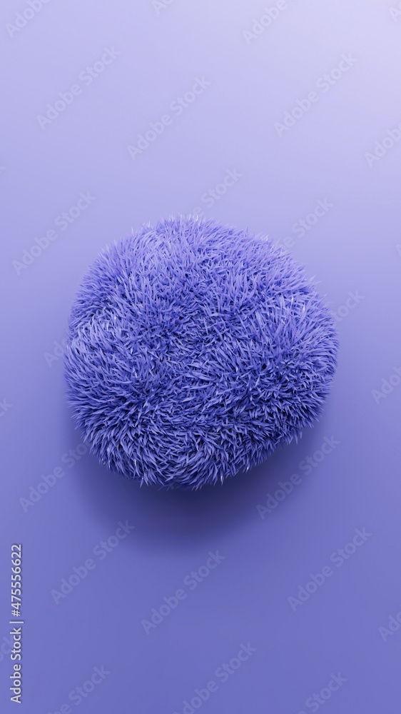 Poster 3d rendering furry shape in trendy 2022 color. vertical format for social media post template. creat