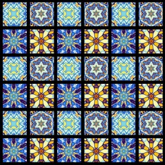 Abstract ornamental decorative pattern of squares. Mosaic art ornamental texture.