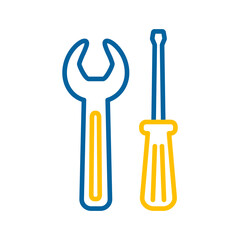 Screwdriver and wrench vector isolated flat icon