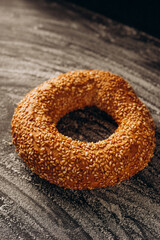 bagels on a wooden table