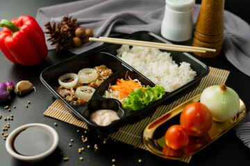 Fototapeta na wymiar Japanese Bento box rice meal