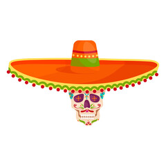 painted skull
Cinco de Mayo in a vibrant Mexican sambrero. Cartoon vector graphics.