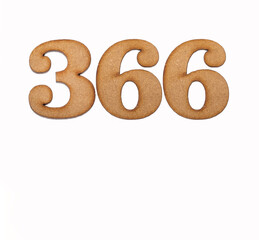 Number 366 - Piece of wood isolated on white background