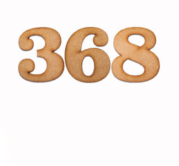 Number 368 - Piece of wood isolated on white background