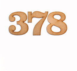 Number 378 - Piece of wood isolated on white background