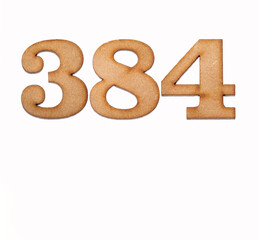 Number 384 - Piece of wood isolated on white background