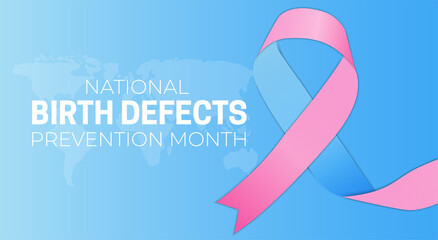 Blue National Birth Defects Prevention Month Background Illustration with Ribbon
