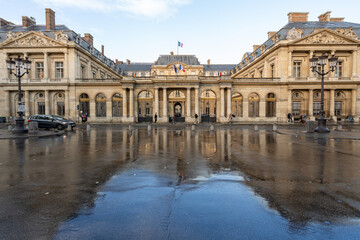 Fototapeta na wymiar Paris, France - 12 04 2021: View of Board of state near the Domaine National du Palais-Royal