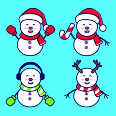 cute snowman collection smiling big