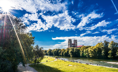 The Church of St. Maximilian along the Isar River in Munich, Bavaria