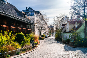 Old historical buildings of Haidhausen in the city center of Munich, Germany
