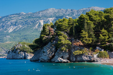 Beautiful landscape, sea view to the Adriatic coast near Budva, Montenegro, Europe