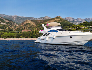 sea trip on a motor boat along the Adriatic coast near Budva, Montenegro, Europe