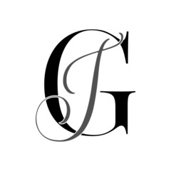 gj, jg, monogram logo. Calligraphic signature icon. Wedding Logo Monogram. modern monogram symbol. Couples logo for wedding