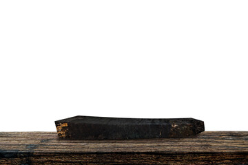 Fototapeta premium Front view of old wooden signs stacked separately on white background. Plank surface.