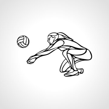 Woman volleyball player silhouette passing ball Vector eps10