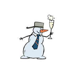 Snowman with a glass