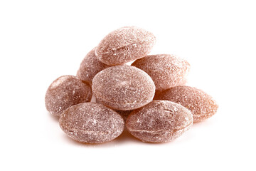Brown Old Fashioned Hard Candies on a White Background