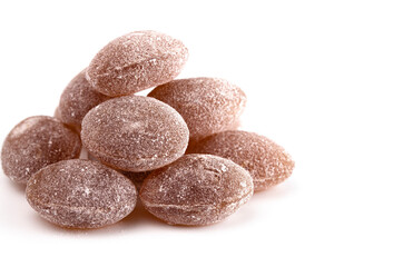 Brown Old Fashioned Hard Candies on a White Background