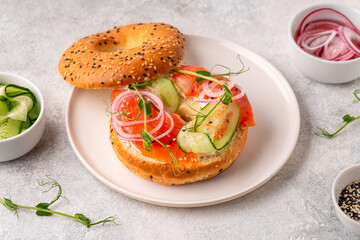 Bagel and Salmon Lox with Cream Cheese