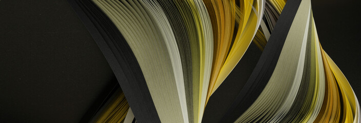 Yelow, brown gradient color strip wave paper. Abstract texture horizontal long background.