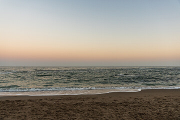 Sunset over the Black sea in Ukraine abstract seascape water surface beautiful cloudscape