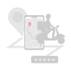 Delivery app with map and scooter man