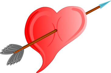 Corazón rojo atravesado por una flecha de Cupido para el día de los enamorados