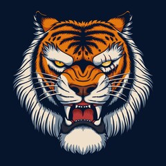 Angry tiger head vector illustration