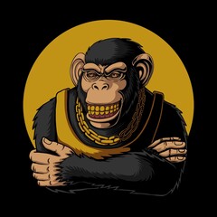 Chimpanzee smiling expression vector illustration
