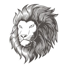 Lion head monochrome vector illustration