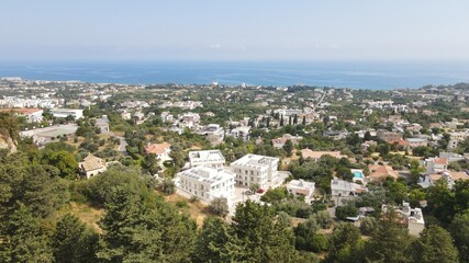 Fototapeta na wymiar apartment complex with mountain and sea view