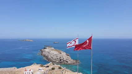 Gordijnen northern cyprus and turkey flags victory cape © volkan