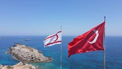 northern cyprus and turkey flags victory cape