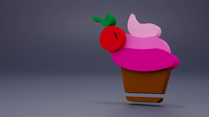 ice cream minimal icon Symbol in 3D rendering isolated on dark gray background