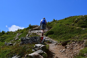 Man hiking in Southtyrol 