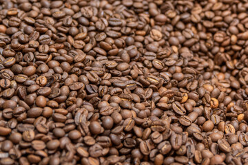 Close up of coffee beans at Mahane Yehuda Market in Jerusalem, Israel
