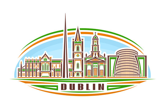 dublin skyline, brown and green buildings clip art preview
