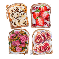 Watercolor Toasts with Fruits