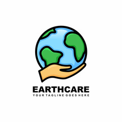 Save the earth logo design vector illustration