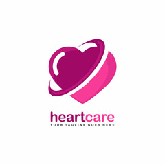 Heart care logo. Health care logo design vector illustration