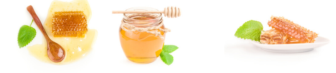 Collection of sweet honey isolated on a white background