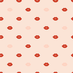 Vector seamless pattern with red female lips
