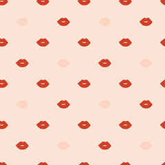Vector seamless pattern with red female lips